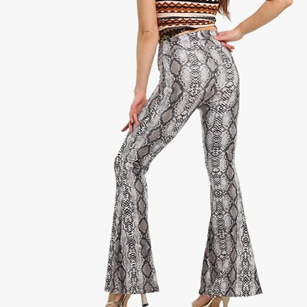 Eye Candy Snakeskin Print Bell Bottom Women's Leggings